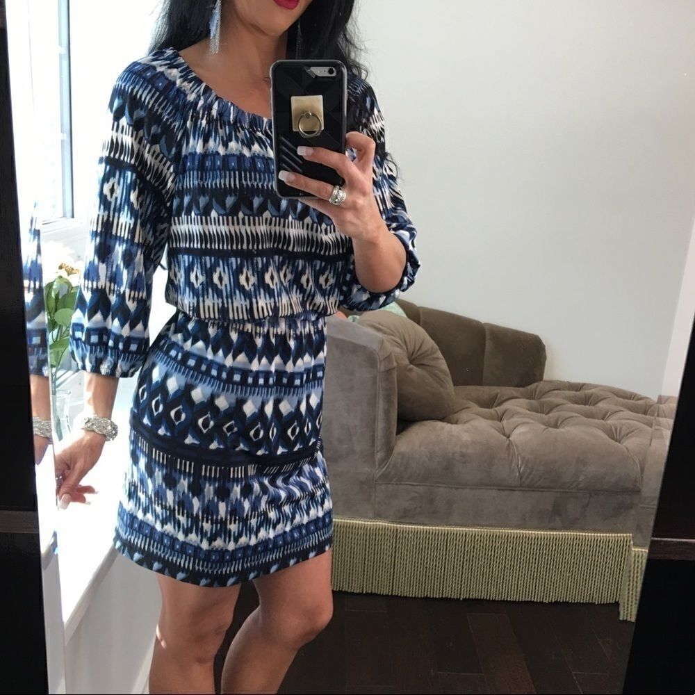 AB Studio blue white black cozy spring dress